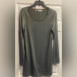 Free People Beach Navy W/ Gold Metallic Shimmer Dress Size Large